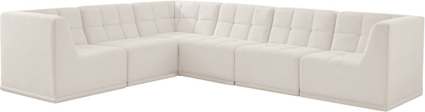 Relax Velvet / Engineered Wood / Foam Contemporary Cream Velvet Modular Sectional - 128" W x 98" D x 31" H