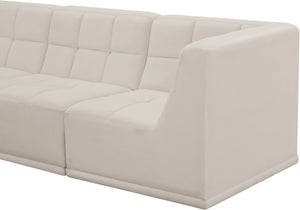 Relax Velvet / Engineered Wood / Foam Contemporary Cream Velvet Modular Sectional - 128" W x 98" D x 31" H