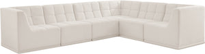 Relax Velvet / Engineered Wood / Foam Contemporary Cream Velvet Modular Sectional - 128" W x 98" D x 31" H