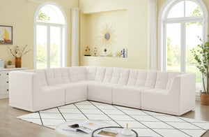 Relax Velvet / Engineered Wood / Foam Contemporary Cream Velvet Modular Sectional - 128" W x 98" D x 31" H