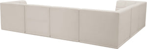 Relax Velvet / Engineered Wood / Foam Contemporary Cream Velvet Modular Sectional - 128" W x 98" D x 31" H