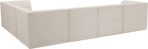 Relax Velvet / Engineered Wood / Foam Contemporary Cream Velvet Modular Sectional - 128" W x 98" D x 31" H