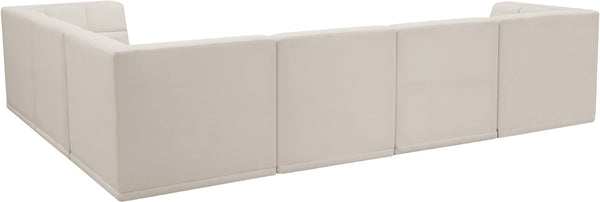 Relax Velvet / Engineered Wood / Foam Contemporary Cream Velvet Modular Sectional - 128" W x 98" D x 31" H