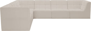 Relax Velvet / Engineered Wood / Foam Contemporary Cream Velvet Modular Sectional - 128" W x 98" D x 31" H