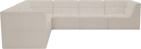 Relax Velvet / Engineered Wood / Foam Contemporary Cream Velvet Modular Sectional - 128" W x 98" D x 31" H