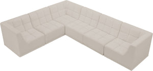 Relax Velvet / Engineered Wood / Foam Contemporary Cream Velvet Modular Sectional - 128" W x 98" D x 31" H