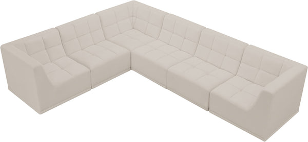 Relax Velvet / Engineered Wood / Foam Contemporary Cream Velvet Modular Sectional - 128" W x 98" D x 31" H