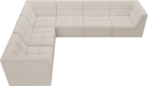 Relax Velvet / Engineered Wood / Foam Contemporary Cream Velvet Modular Sectional - 128" W x 98" D x 31" H