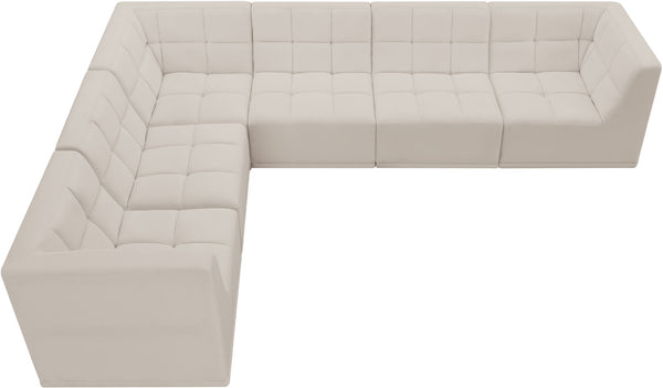 Relax Velvet / Engineered Wood / Foam Contemporary Cream Velvet Modular Sectional - 128" W x 98" D x 31" H