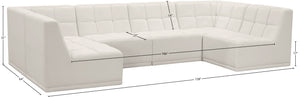Relax Velvet / Engineered Wood / Foam Contemporary Cream Velvet Modular Sectional - 128" W x 64" D x 31" H