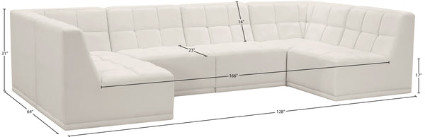 Relax Velvet / Engineered Wood / Foam Contemporary Cream Velvet Modular Sectional - 128" W x 64" D x 31" H