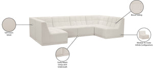 Relax Velvet / Engineered Wood / Foam Contemporary Cream Velvet Modular Sectional - 128" W x 64" D x 31" H