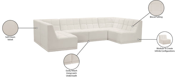 Relax Velvet / Engineered Wood / Foam Contemporary Cream Velvet Modular Sectional - 128" W x 64" D x 31" H