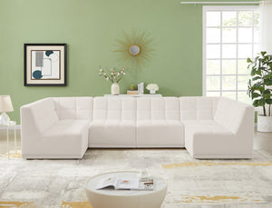 Relax Velvet / Engineered Wood / Foam Contemporary Cream Velvet Modular Sectional - 128" W x 64" D x 31" H