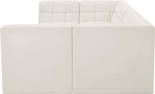 Relax Velvet / Engineered Wood / Foam Contemporary Cream Velvet Modular Sectional - 128" W x 64" D x 31" H