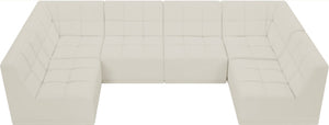Relax Velvet / Engineered Wood / Foam Contemporary Cream Velvet Modular Sectional - 128" W x 64" D x 31" H