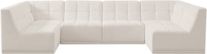 Relax Velvet / Engineered Wood / Foam Contemporary Cream Velvet Modular Sectional - 128" W x 64" D x 31" H