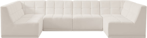 Relax Velvet / Engineered Wood / Foam Contemporary Cream Velvet Modular Sectional - 128" W x 64" D x 31" H