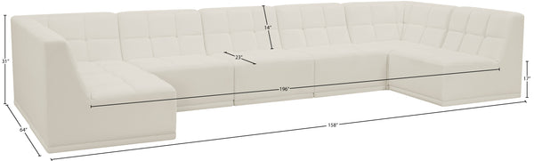 Relax Velvet / Engineered Wood / Foam Contemporary Cream Velvet Modular Sectional - 158" W x 64" D x 31" H
