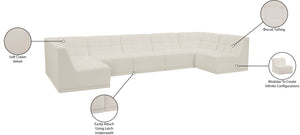 Relax Velvet / Engineered Wood / Foam Contemporary Cream Velvet Modular Sectional - 158" W x 64" D x 31" H