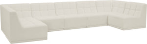 Relax Velvet / Engineered Wood / Foam Contemporary Cream Velvet Modular Sectional - 158" W x 64" D x 31" H