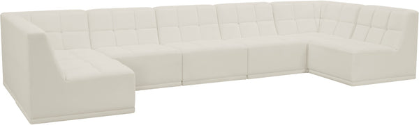 Relax Velvet / Engineered Wood / Foam Contemporary Cream Velvet Modular Sectional - 158" W x 64" D x 31" H