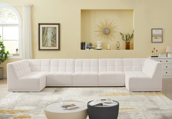 Relax Velvet / Engineered Wood / Foam Contemporary Cream Velvet Modular Sectional - 158" W x 64" D x 31" H