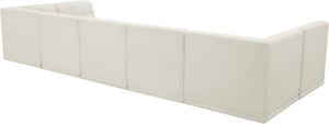 Relax Velvet / Engineered Wood / Foam Contemporary Cream Velvet Modular Sectional - 158" W x 64" D x 31" H
