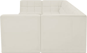 Relax Velvet / Engineered Wood / Foam Contemporary Cream Velvet Modular Sectional - 158" W x 64" D x 31" H