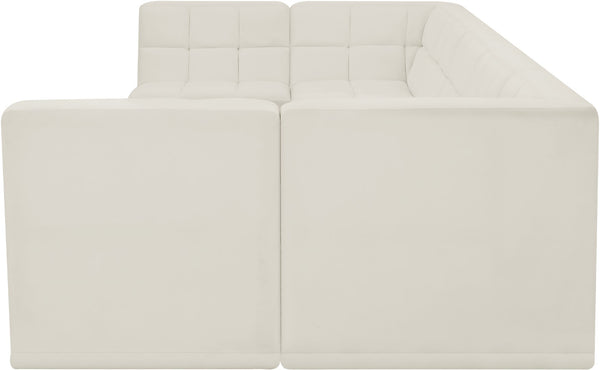 Relax Velvet / Engineered Wood / Foam Contemporary Cream Velvet Modular Sectional - 158" W x 64" D x 31" H