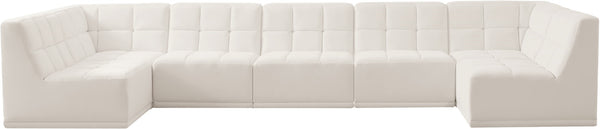 Relax Velvet / Engineered Wood / Foam Contemporary Cream Velvet Modular Sectional - 158" W x 64" D x 31" H