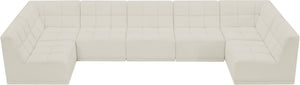 Relax Velvet / Engineered Wood / Foam Contemporary Cream Velvet Modular Sectional - 158" W x 64" D x 31" H