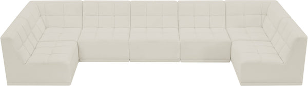 Relax Velvet / Engineered Wood / Foam Contemporary Cream Velvet Modular Sectional - 158" W x 64" D x 31" H