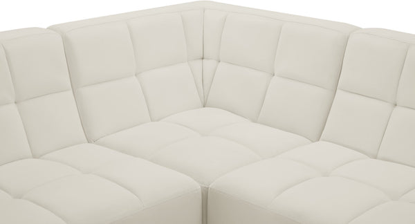 Relax Velvet / Engineered Wood / Foam Contemporary Cream Velvet Modular Sectional - 158" W x 64" D x 31" H