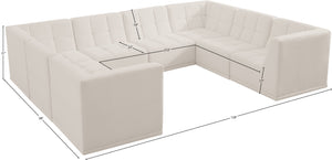 Relax Velvet / Engineered Wood / Foam Contemporary Cream Velvet Modular Sectional - 128" W x 98" D x 31" H