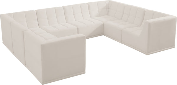 Relax Velvet / Engineered Wood / Foam Contemporary Cream Velvet Modular Sectional - 128" W x 98" D x 31" H
