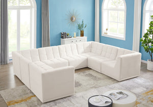 Relax Velvet / Engineered Wood / Foam Contemporary Cream Velvet Modular Sectional - 128" W x 98" D x 31" H
