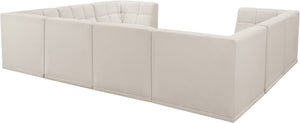 Relax Velvet / Engineered Wood / Foam Contemporary Cream Velvet Modular Sectional - 128" W x 98" D x 31" H