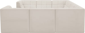 Relax Velvet / Engineered Wood / Foam Contemporary Cream Velvet Modular Sectional - 128" W x 98" D x 31" H
