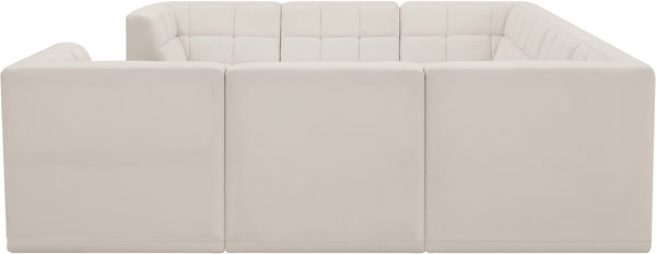 Relax Velvet / Engineered Wood / Foam Contemporary Cream Velvet Modular Sectional - 128" W x 98" D x 31" H