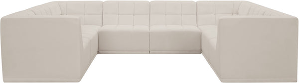 Relax Velvet / Engineered Wood / Foam Contemporary Cream Velvet Modular Sectional - 128" W x 98" D x 31" H