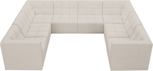 Relax Velvet / Engineered Wood / Foam Contemporary Cream Velvet Modular Sectional - 128" W x 98" D x 31" H