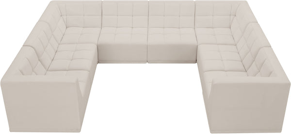 Relax Velvet / Engineered Wood / Foam Contemporary Cream Velvet Modular Sectional - 128" W x 98" D x 31" H