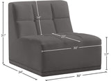Relax Velvet / Engineered Wood / Foam Contemporary Grey Velvet Armless Chair - 30" W x 34" D x 31" H
