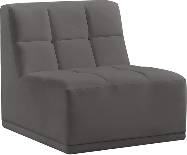 Relax Velvet / Engineered Wood / Foam Contemporary Grey Velvet Armless Chair - 30" W x 34" D x 31" H