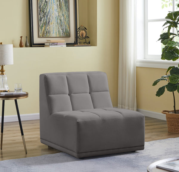 Relax Velvet / Engineered Wood / Foam Contemporary Grey Velvet Armless Chair - 30" W x 34" D x 31" H
