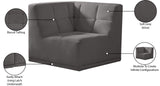 Relax Velvet / Engineered Wood / Foam Contemporary Grey Velvet Corner Chair - 34" W x 34" D x 31" H
