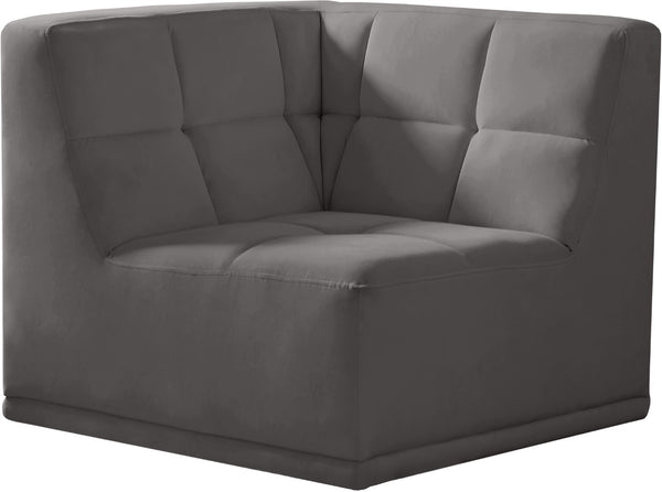 Relax Velvet / Engineered Wood / Foam Contemporary Grey Velvet Corner Chair - 34" W x 34" D x 31" H