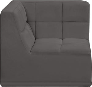 Relax Velvet / Engineered Wood / Foam Contemporary Grey Velvet Corner Chair - 34" W x 34" D x 31" H