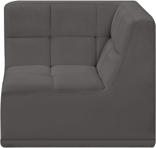 Relax Velvet / Engineered Wood / Foam Contemporary Grey Velvet Corner Chair - 34" W x 34" D x 31" H